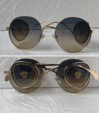 Versace Дамски слънчеви очила кръгли овални черни VE 336