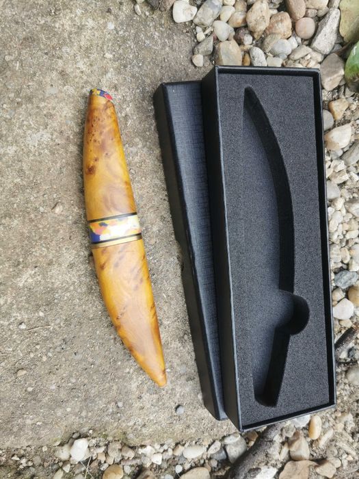 Cutit African Fang, lama damasc neagra, forjat manual