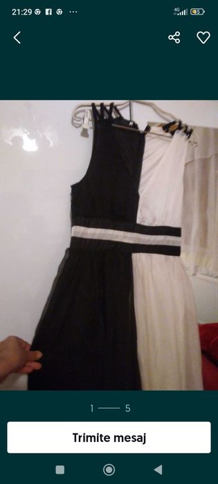 Rochie lungă elegantă alb negru mar L