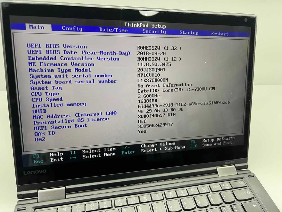 Laptop SH Lenovo Yoga 370 i5-7300u 16gb RAM SSD 240 gb CONVERTIBLE