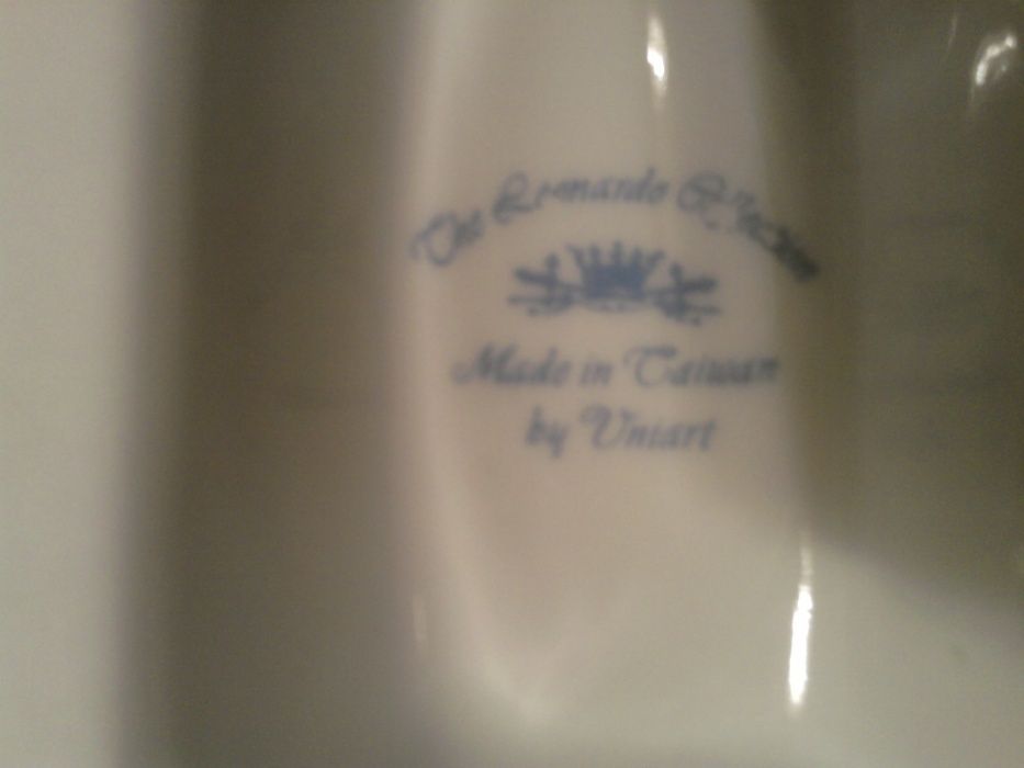 Doamne servind ceaiul bibelou vintage portelan alb cobalt aur coloidal