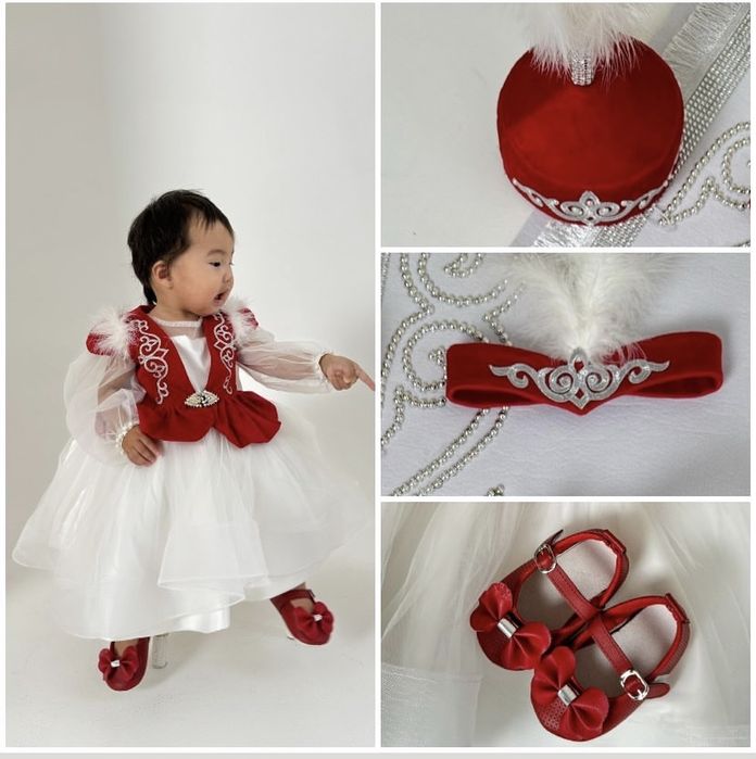 Продам белое платье и кажекей для тұсау кесер