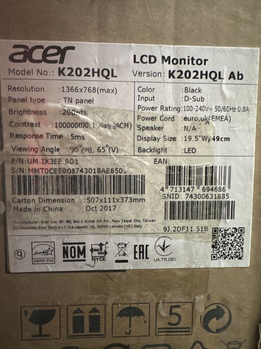 Монитор Acer 202HQL AB