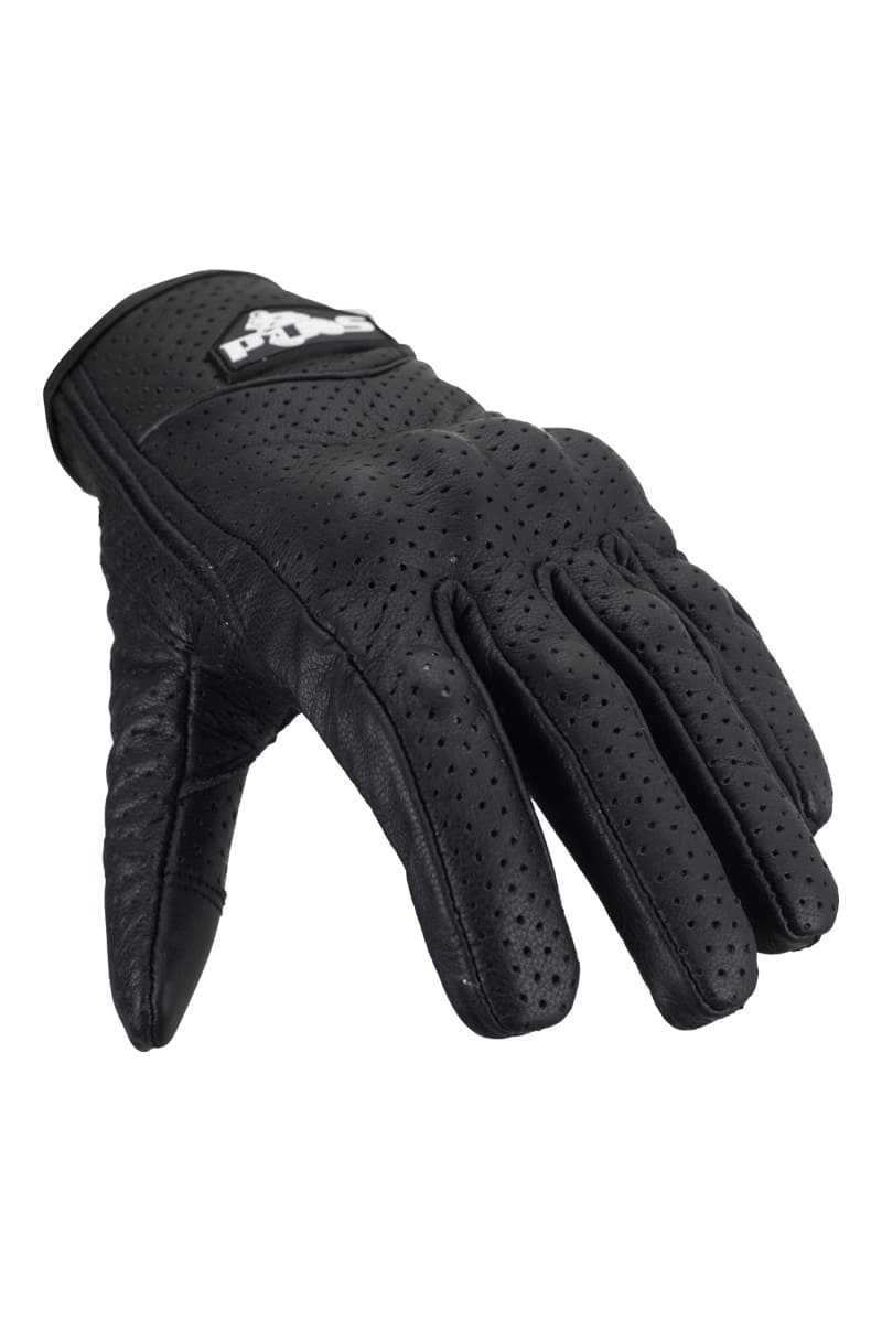 Manuși Moto din Piele Perforată cu Protecție Carbon, PES, Negru