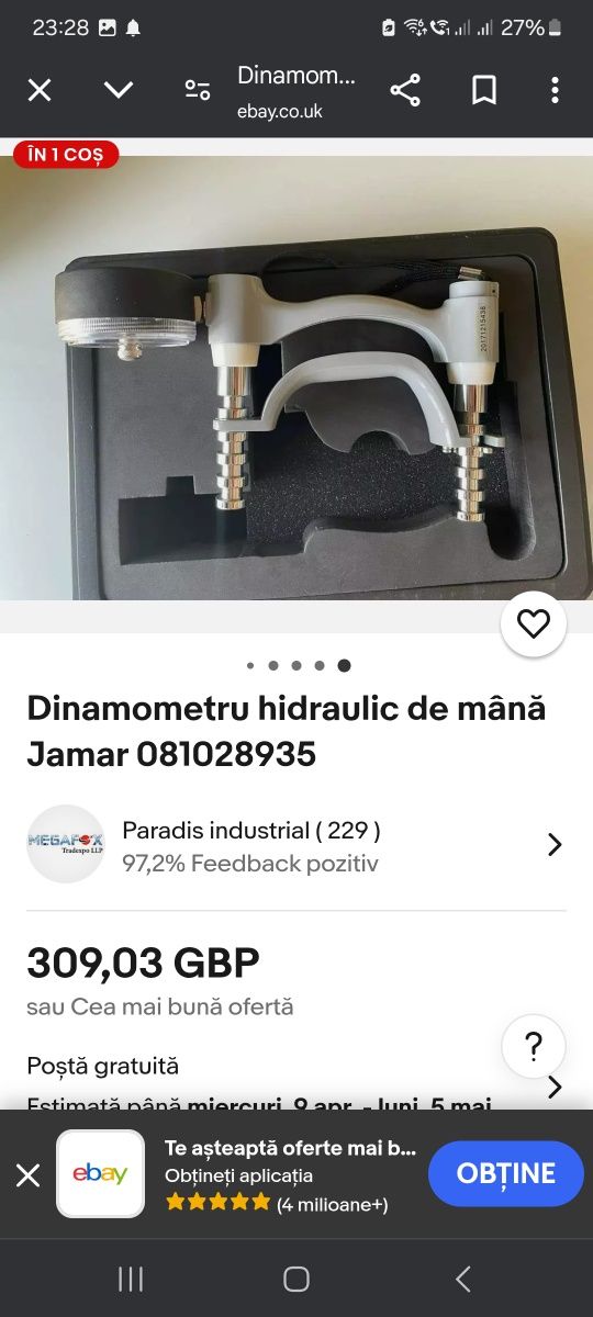Dinamometru hidraulic medical de mână Saehan Ergo BG Reha
