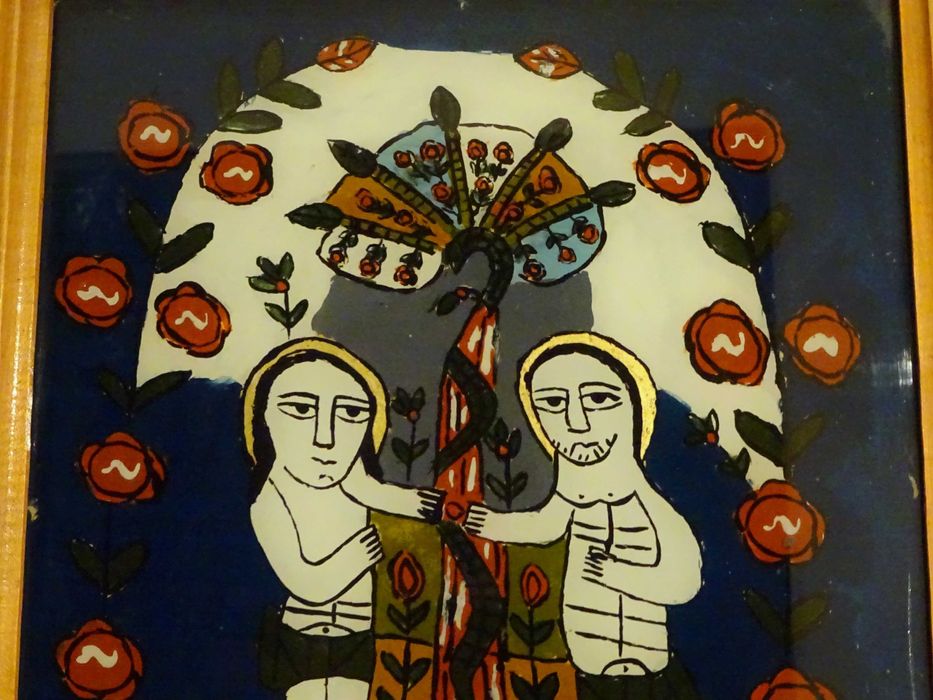 Icoana pe sticla ‘Adam si Eva’, zugrav Feur Gheorghe, din Nicula