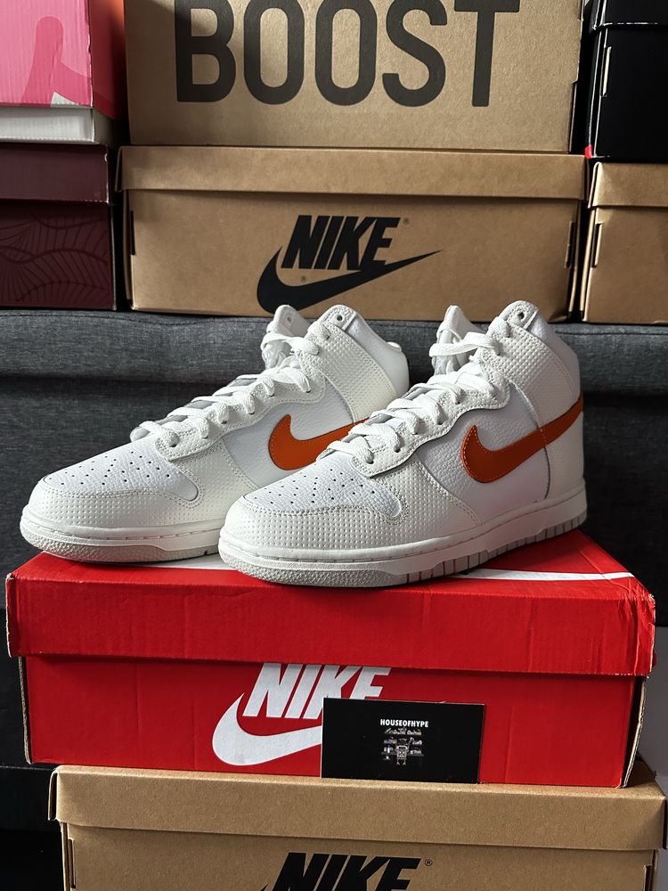 Nike Dunk High White Magma Orange 42 noi