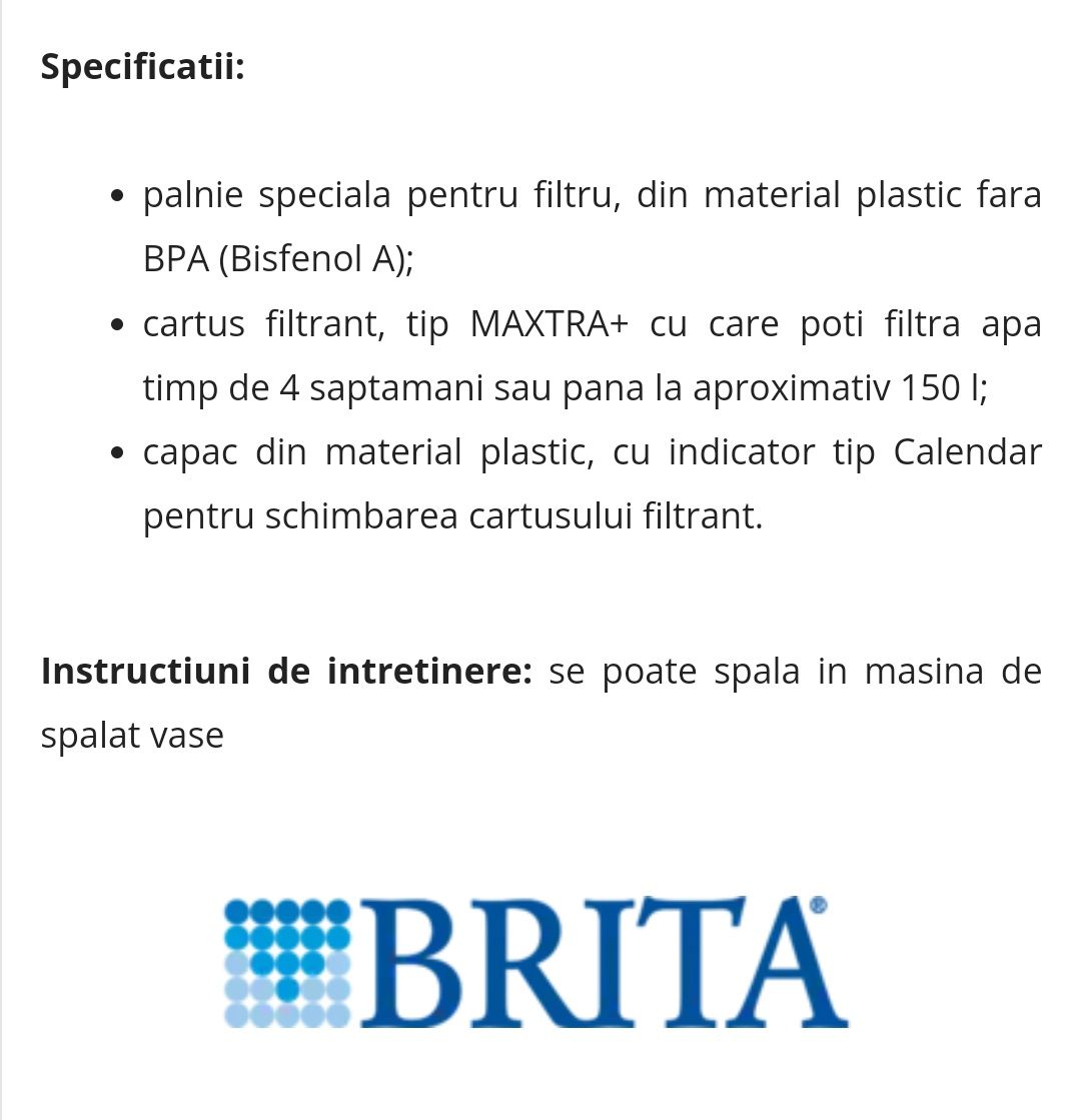 Cana filtranta Brita Marella XL Maxtra+, 3.5 l, Albastru