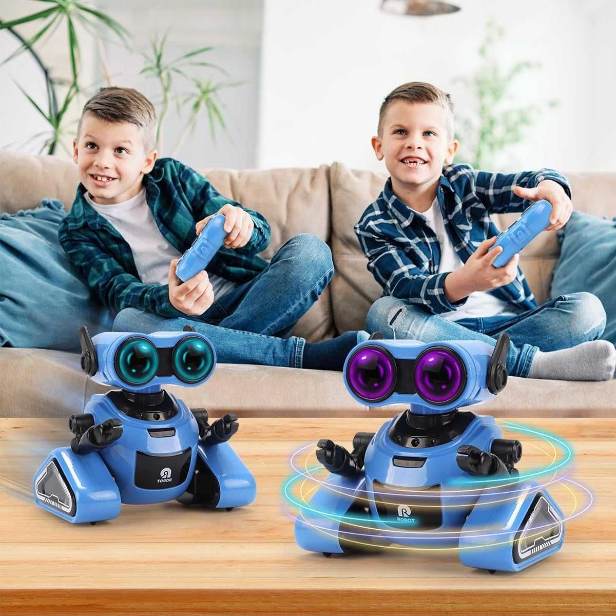 JQLM Акумулаторна детска играчка робот с дистанционно и жестове, синьо