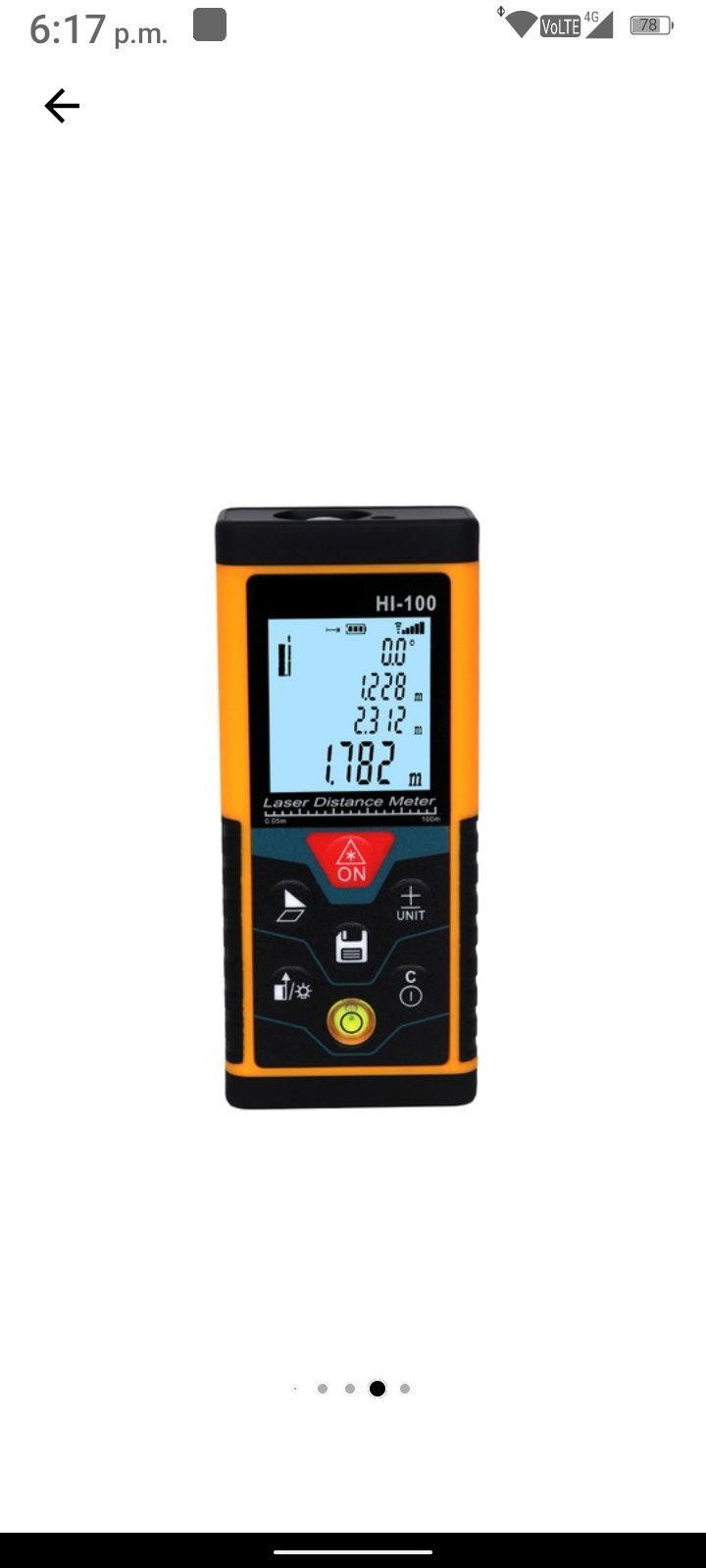Calitate!Telemetru laser cu display, 60 m, ± 1.5 mm precizie, 635 nm