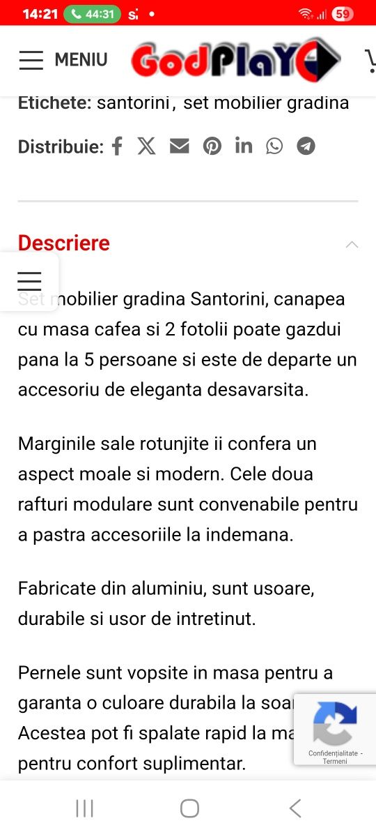 Set gradina aluminiu crem
