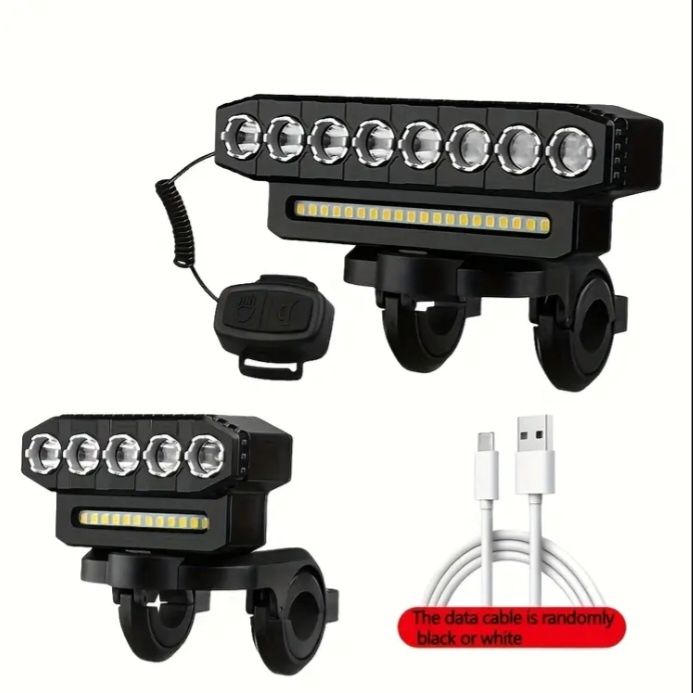 Far bicicletă 8LED + 20SMD cu claxon integrat 130dB – reîncărcabi