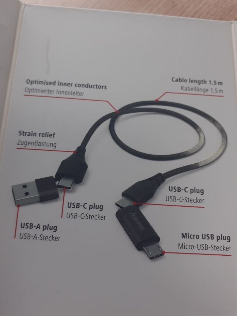 Cablu încărcare/transfer date/4 mufe/1 USB A+2 USB C+ 1 MICRO USB