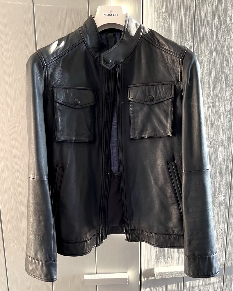 Massimo Dutti geaca piele barbati / jacheta de piele bleumarin