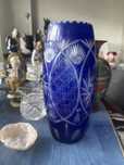 Bibelou  vaza albastru cristal, vaze si scrumiere cristal nemtesc gros