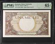 1000 lei 1938 PMG65 unc bancnota gradata