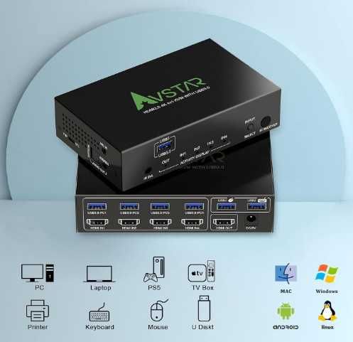 AVSTAR USB KVM превключвател HDMI 4K/60Hz