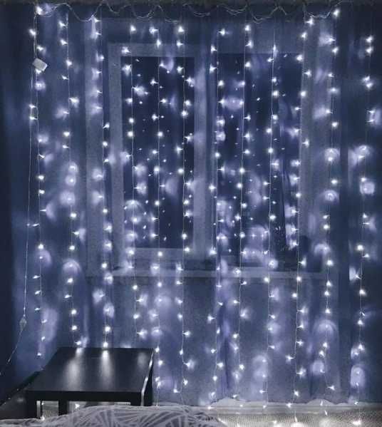 LED Завеса 3 х 3 м Син цвят BLUE 420лампи с Опция Снаждане