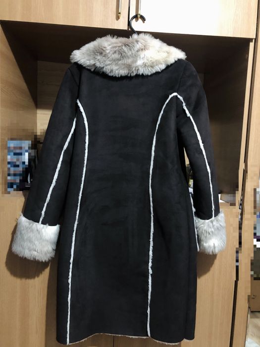 Palton Suedez Căptușit cu Blană Artificială - Stil Duffle Coat