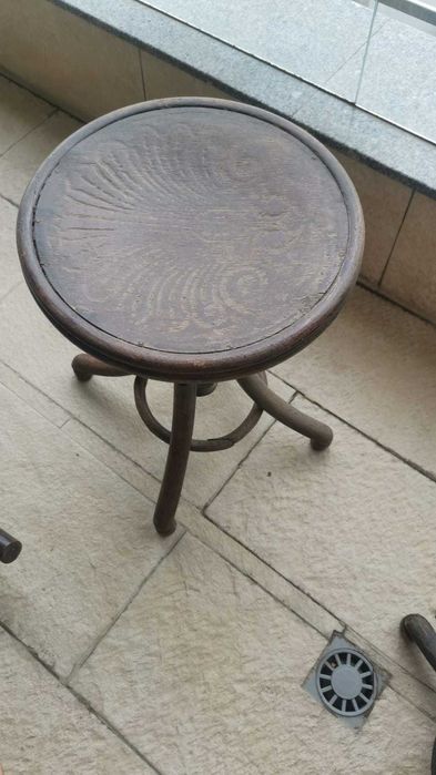 scaun taburet pian rotativ lemn curbat thonet