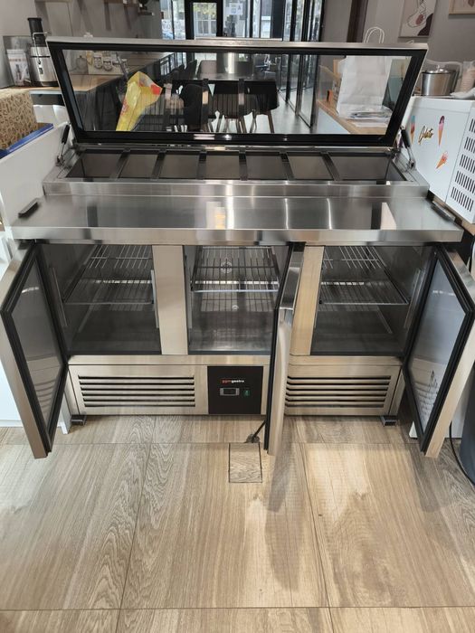 Салатиера - 3 врати - 7x GN 1/3 - стъклен капак