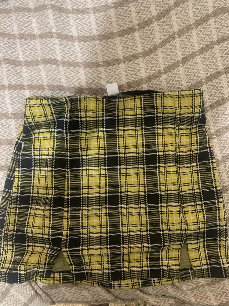 мини юбка желтая h&m