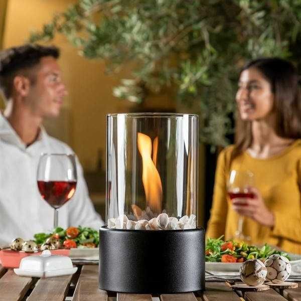 Semineu decorativ pe bioetanol fara fum ardere lunga pietre decorative
