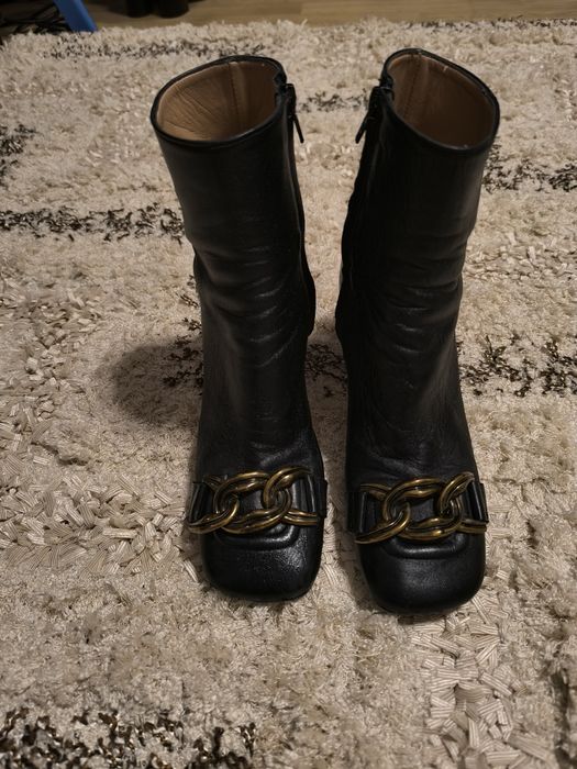 Черни дамски елегантни боти естествена кожа, италиански