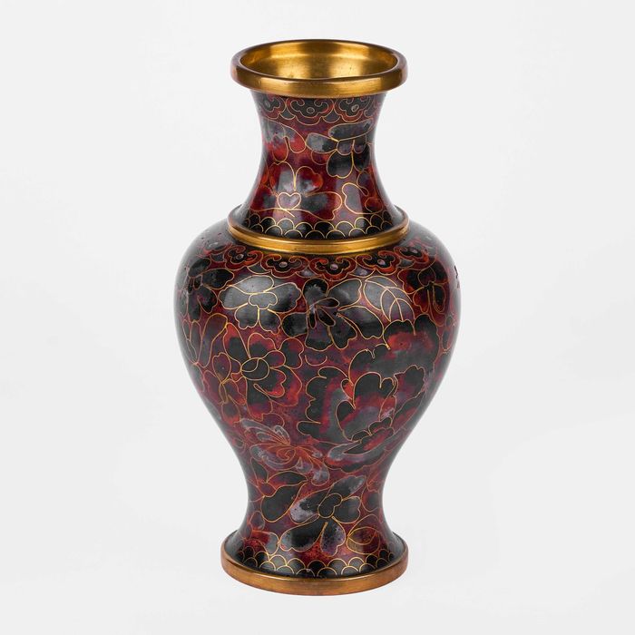 Vas din bronz emailat cloisonne-China cca 1950-argint.ro