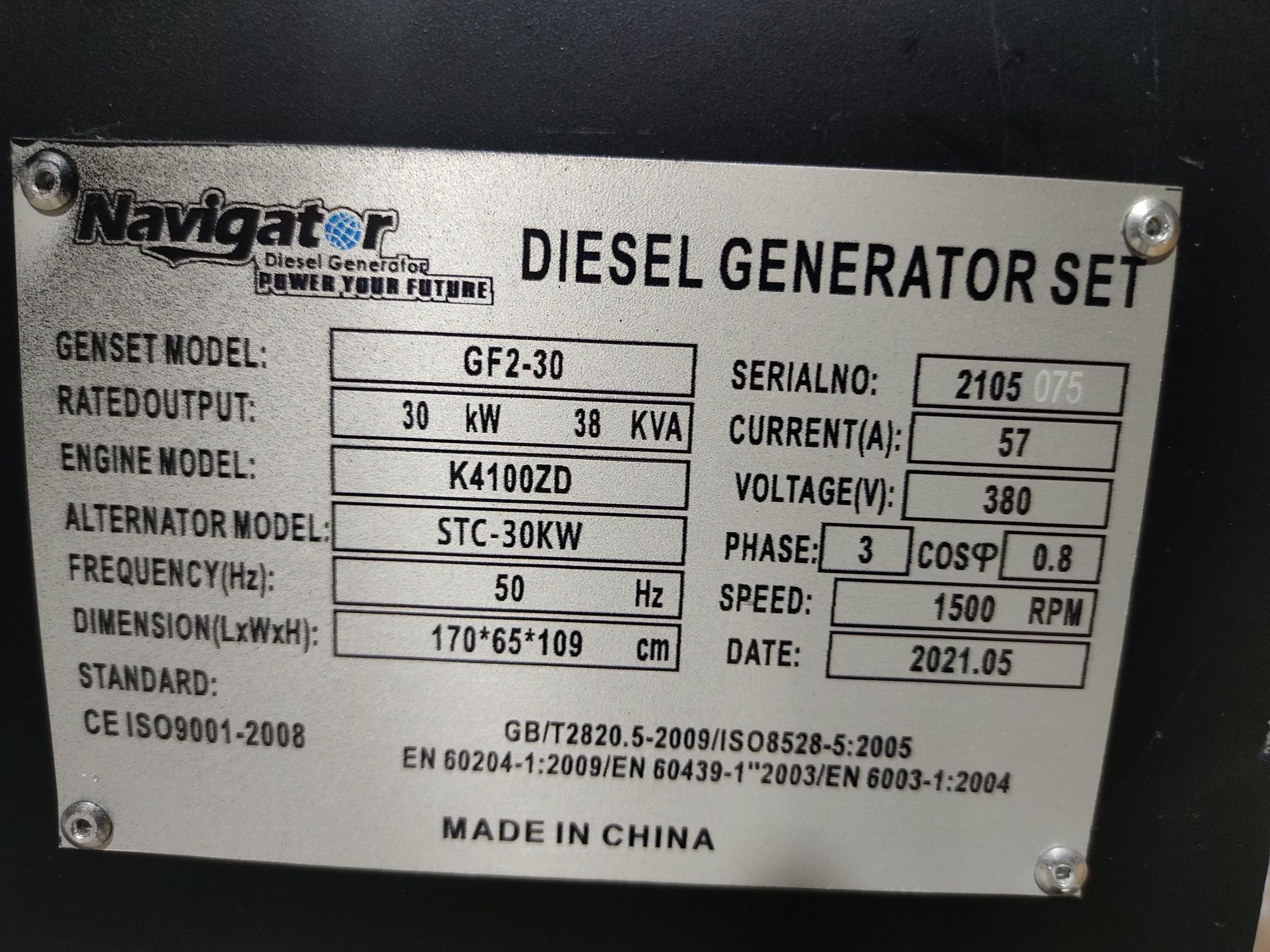 Generator Navigator GF 30 kw ochiq