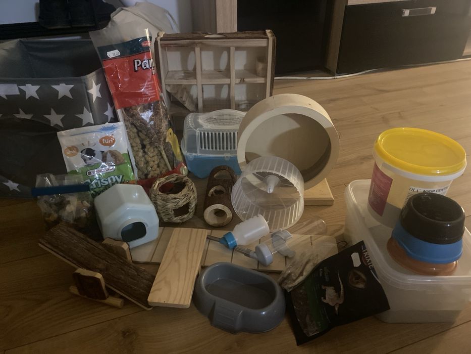 Cușcă hamsteri 100x54x39 si accesorii, hrana, nisip, labirint, roata