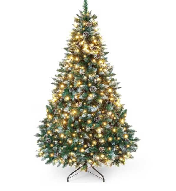 Brad artificial 180 cm cu Conuri și Lumini LED, Decorativ de Crăciun