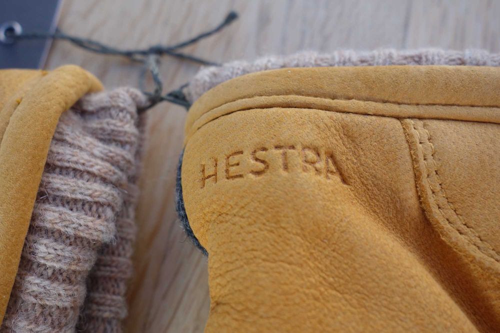 Manusi HESTRA piele capra + tricotaj lana, mar.8 - NOI, CU ETICHETE !!