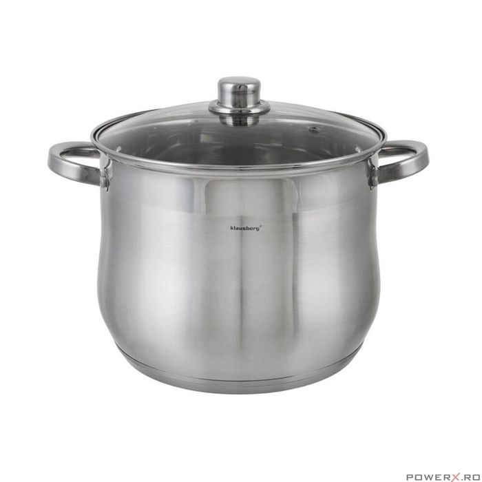 Oala din inox cu capac din sticla, 24cm,Fund termic multistrat, 8.6l