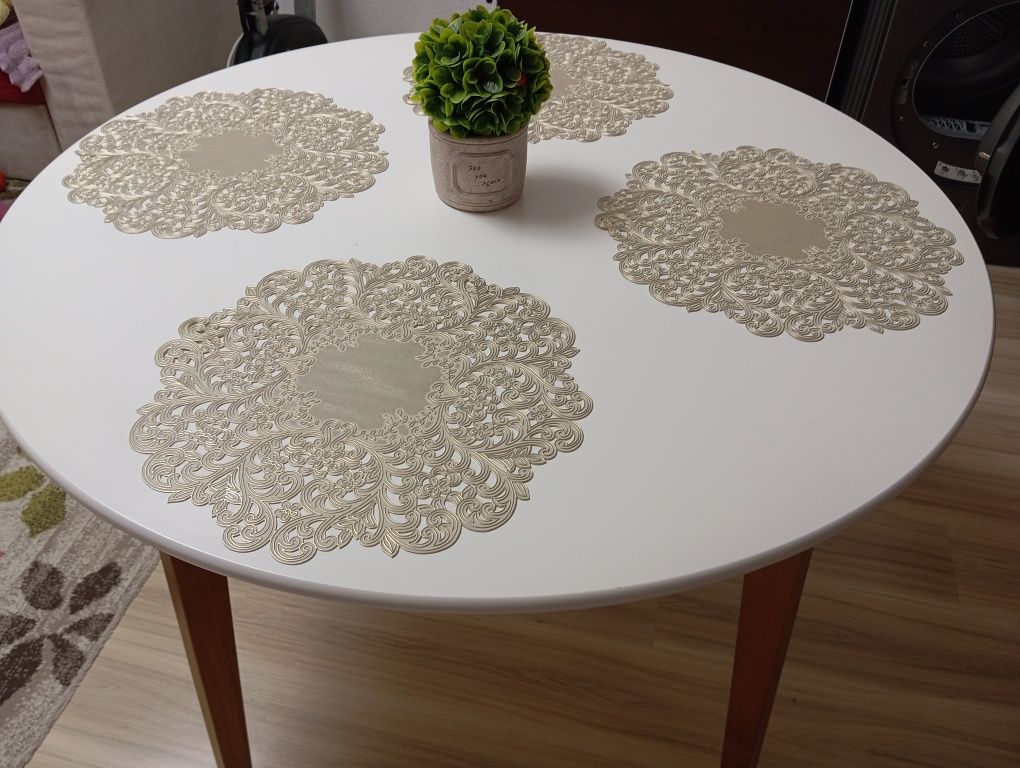 Masa de bucătărie rotunda JEGIND Ø105 cm alb/natur