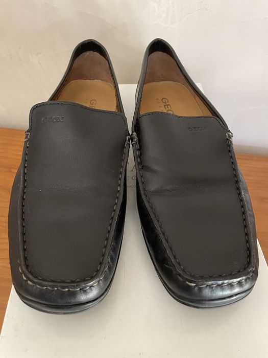 Mocasini piele negri barbati Geox Respira