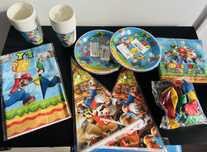 Set petrecere Super Mario pentru 20 copii. Pahare, farfurii, baloane