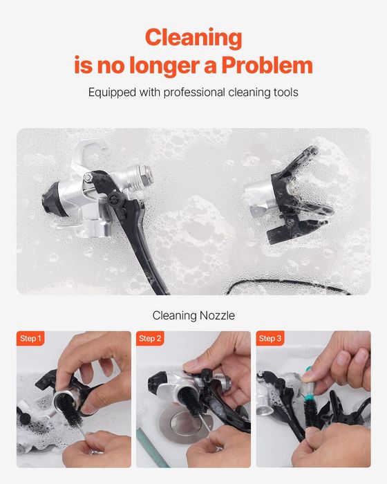 Безвъздушна бояджийска машина Vevor, 750W, 3000 psi, маркуч 15 м