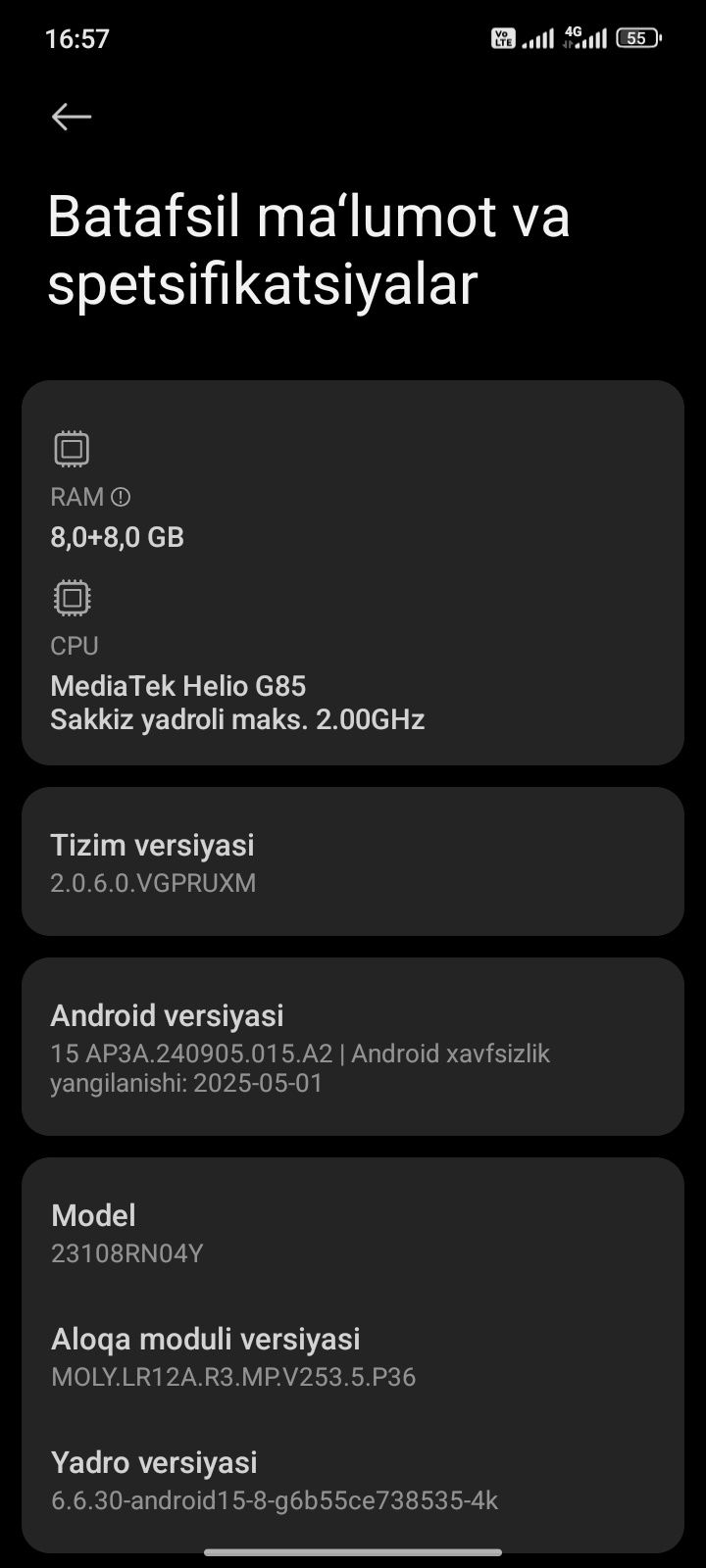 Redmi 13 C 8/256 kafolati bor .