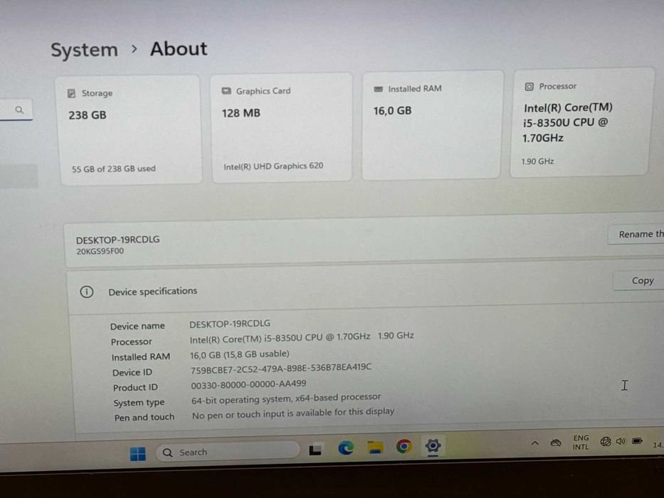 Lenovo x1 carbon i5 8 gen/16RAM/256SSD/UHD Graphics 620/Full HD IPS