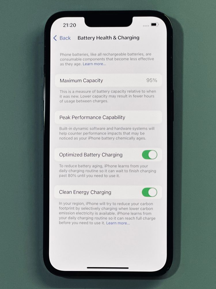iPhone 13 Pro AlpineGreen 95% battery