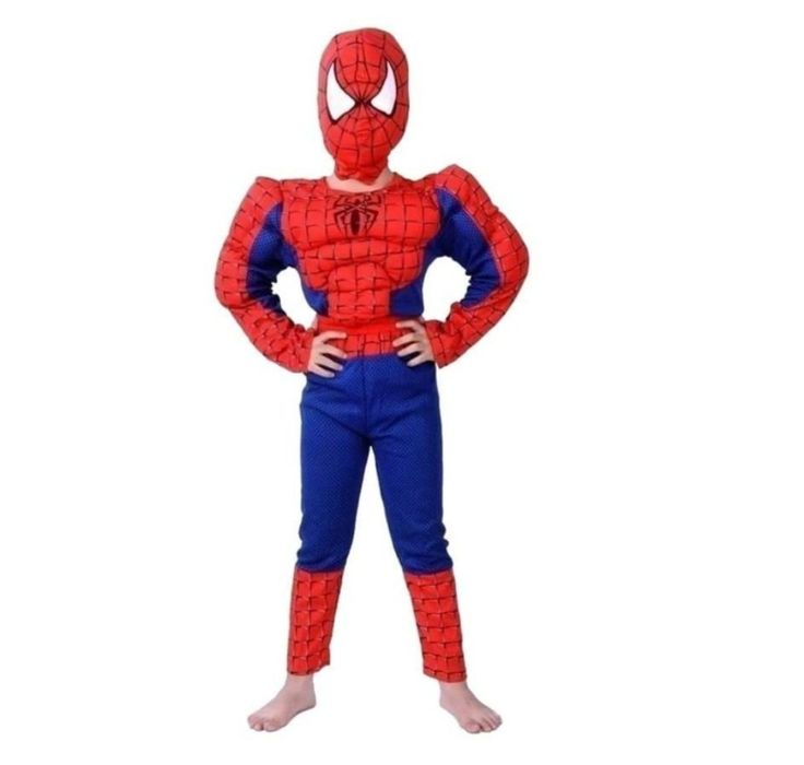Costum Spiderman cu sau fara muschi  pentru copii S M L