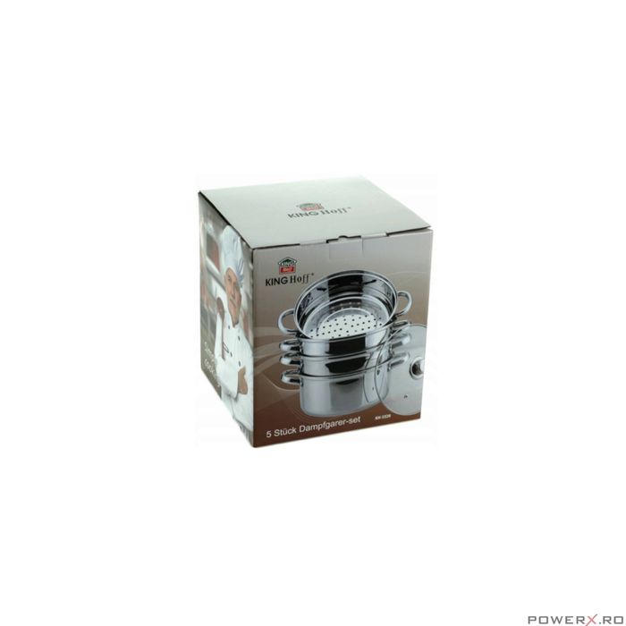 Set de 5 piese, oala pentru fiert cu abur, inox, 24 cm 5 litri