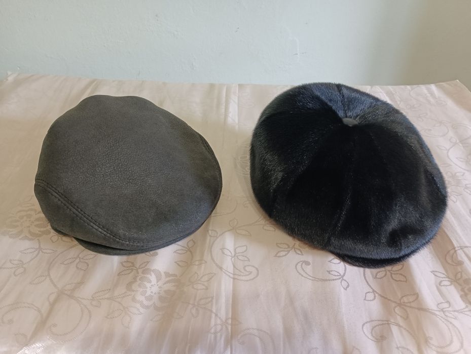 Шапки, кепки теплые из норки и нубука.
