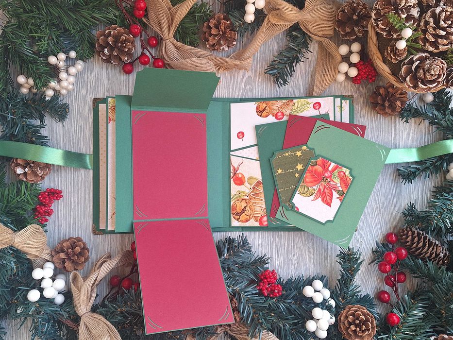 Коледен скрапбук албум "Коледен блясък" в зелено /48.20