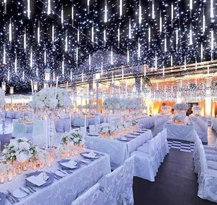 led коледни висулки водоустойчив падащ сняг, метеор, светеща декорация