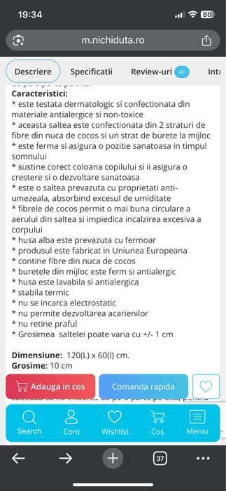 Vand tarc / patut pliabil Chipolino Bella Macadamia, saltea cocos