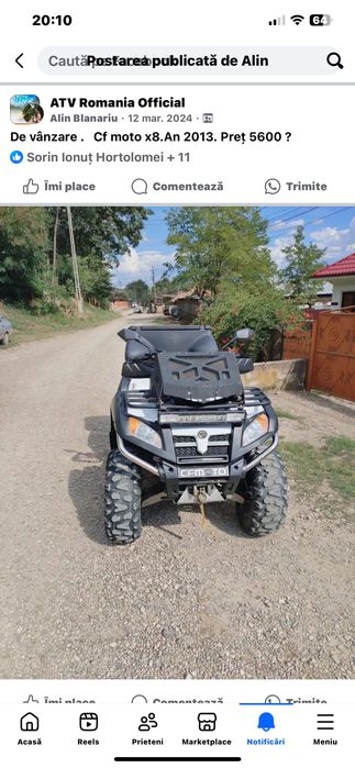 Bună ziua! Vând atv Cf moto x8 an 2013 km14100 fără servo