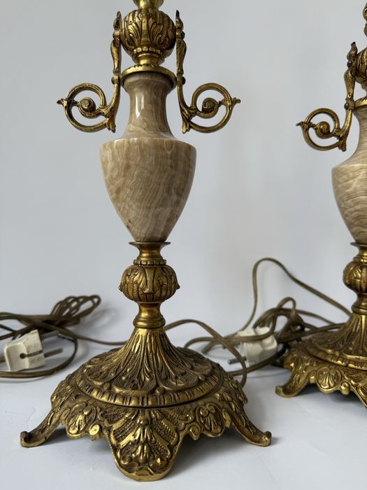 Винтидж лампи от минерал и месинг