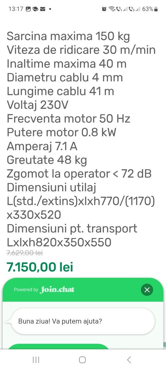 Electropalan macara imer et150 n rapida